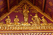 Luang Prabang, Laos - Wat Mai, detail of the gable of the veranda. 